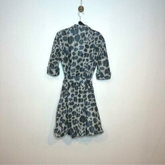 Joseph Ribkoff  Size 6 Blue Cheetah Print Lined Spring Style Bubble Hem Jacket - Picture 5 of 15